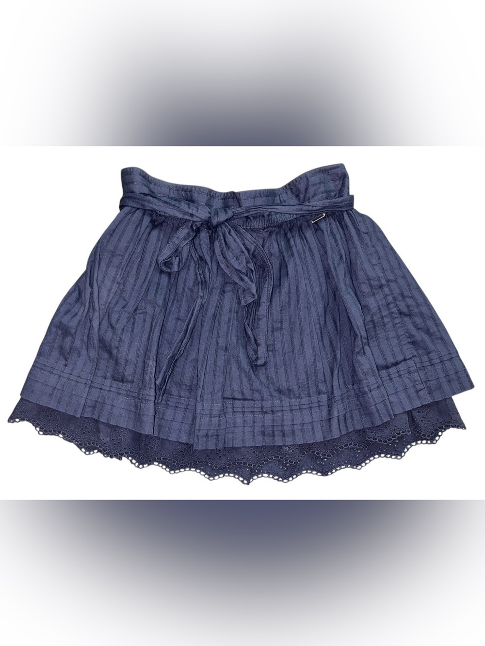 Hollister Navy Eyelet Detail Stretch Waist Skirt W/ Waist Tie Sz L Y2K Preppy